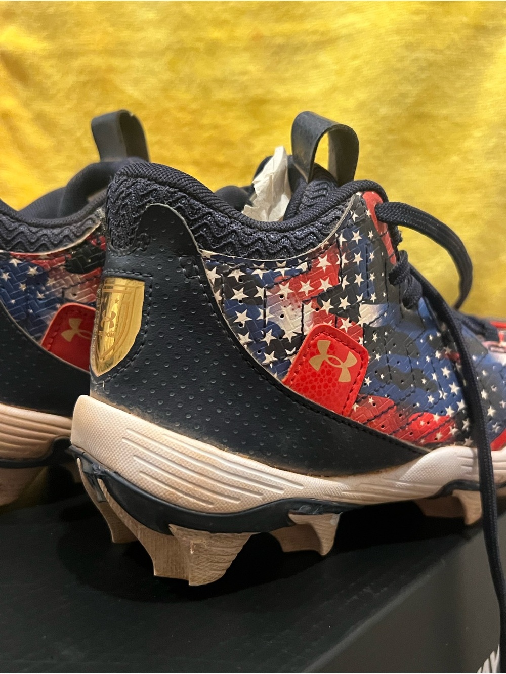 Under Armour Kids' Navy, Red & White Star-Pattern Baseball Cleats